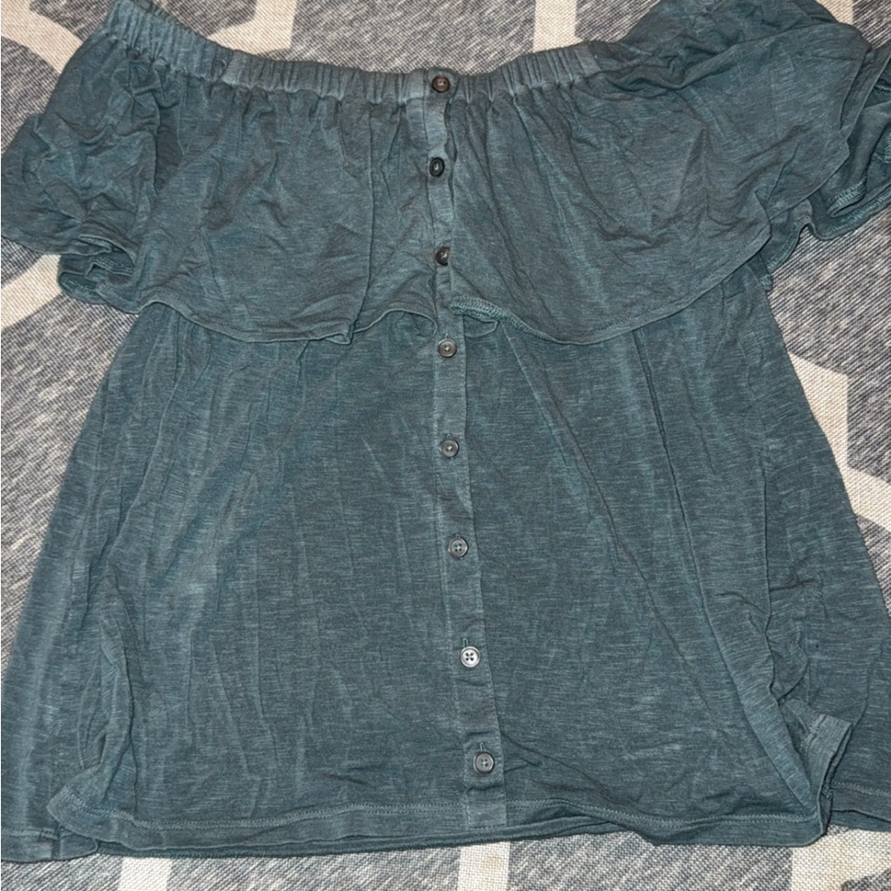 Women's Off-Shoulder Button-Down Top